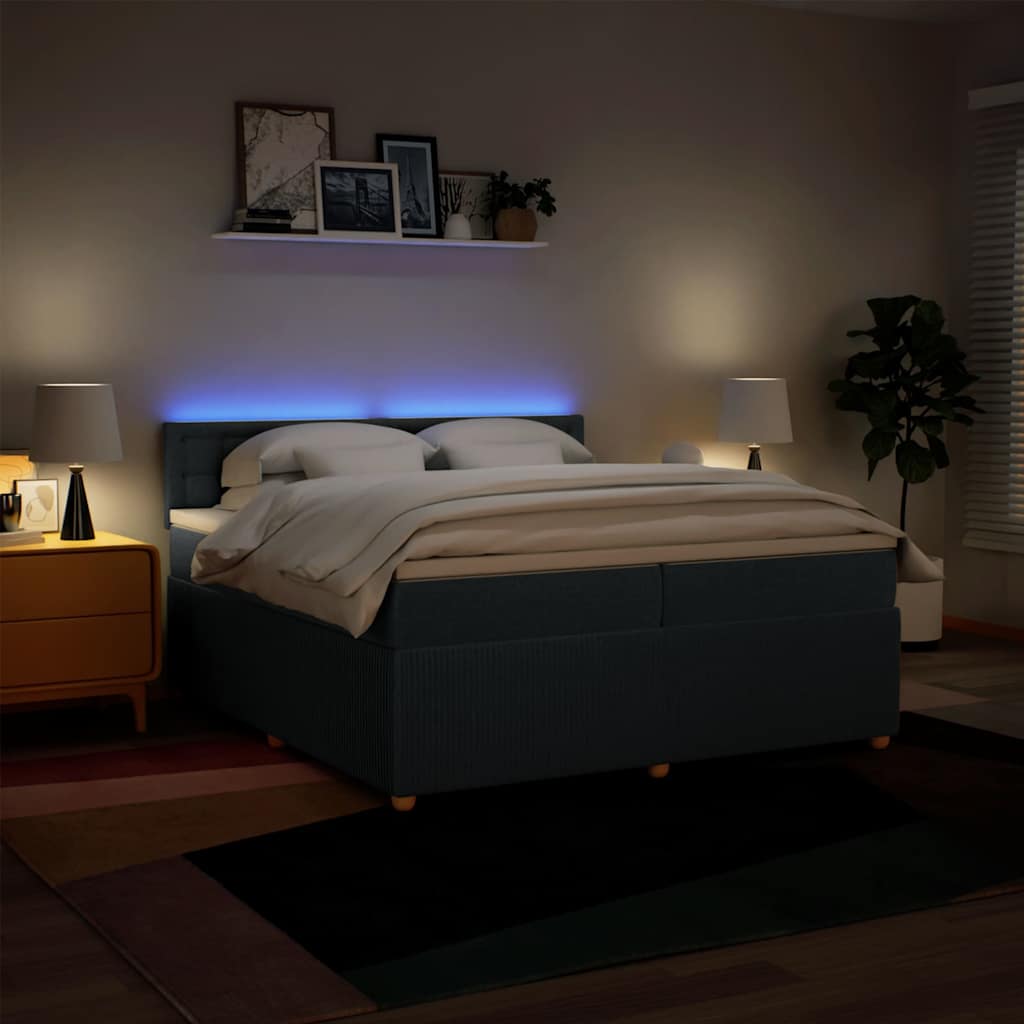 Box Spring Postel S Matrací Modrá 200X200 Cm Textil