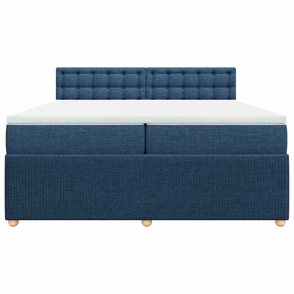 Box Spring Postel S Matrací Modrá 200X200 Cm Textil