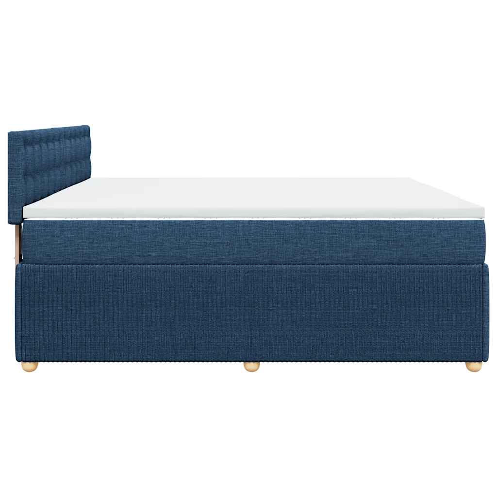 Box Spring Postel S Matrací Modrá 200X200 Cm Textil