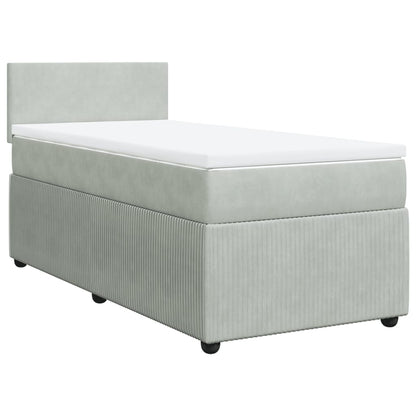 Box Spring Postel S Matrací Samet Světle Šedá