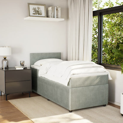 Box Spring Postel S Matrací Samet Světle Šedá