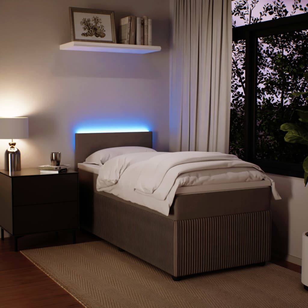 Box Spring Postel S Matrací Samet Světle Šedá