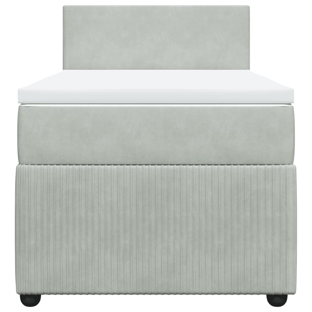 Box Spring Postel S Matrací Samet Světle Šedá
