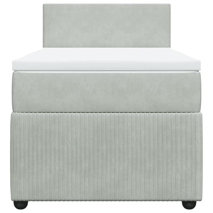 Box Spring Postel S Matrací Samet Světle Šedá
