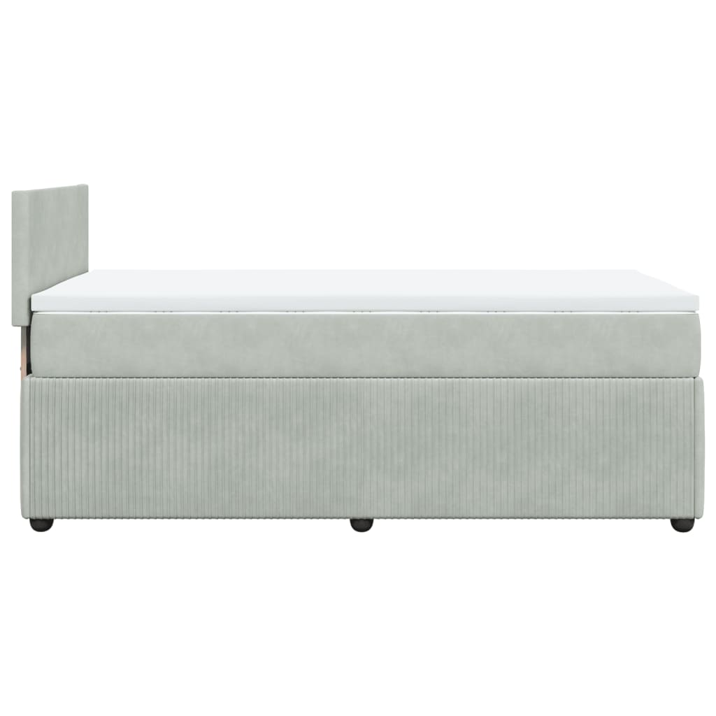 Box Spring Postel S Matrací Samet Světle Šedá