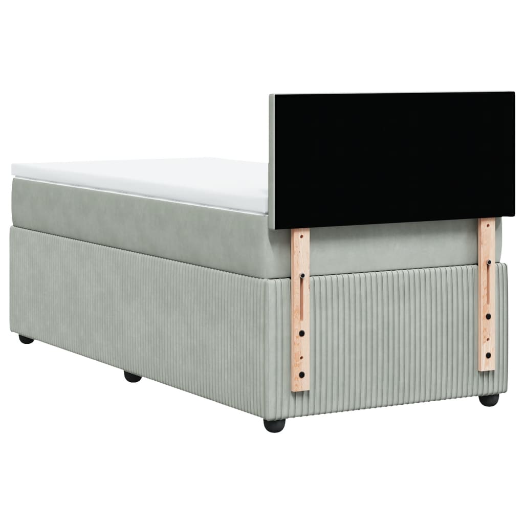 Box Spring Postel S Matrací Samet Světle Šedá