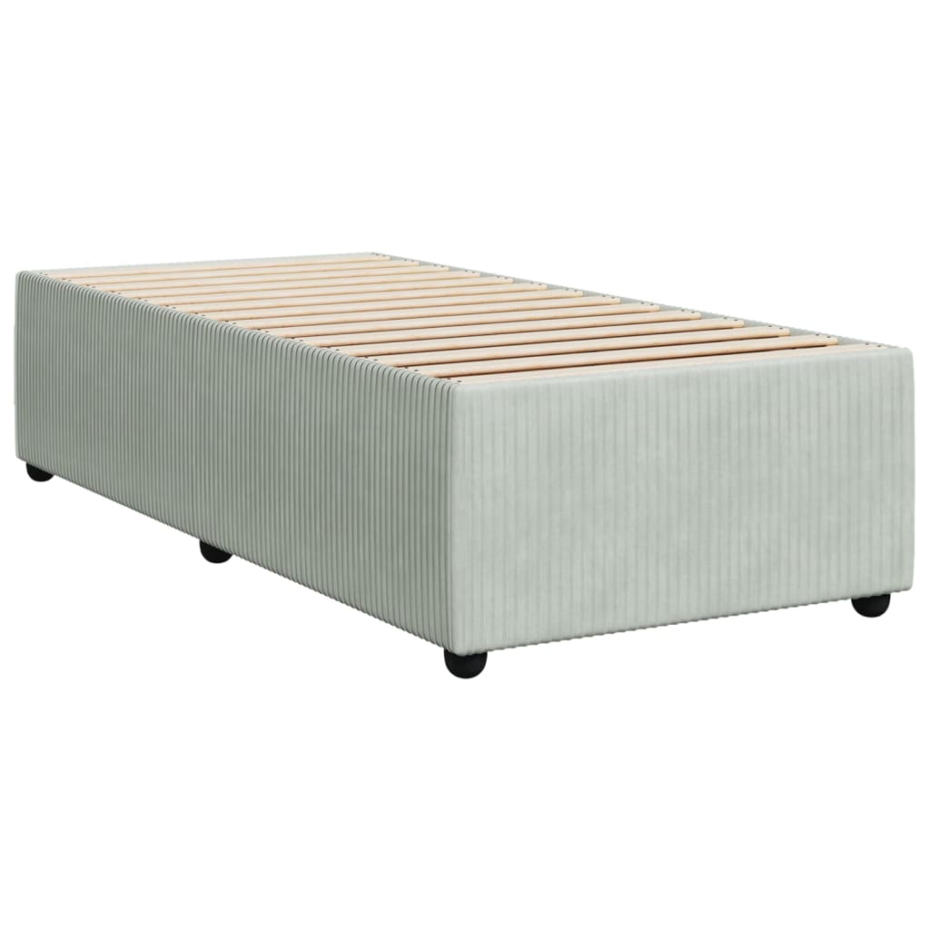Box Spring Postel S Matrací Samet Světle Šedá