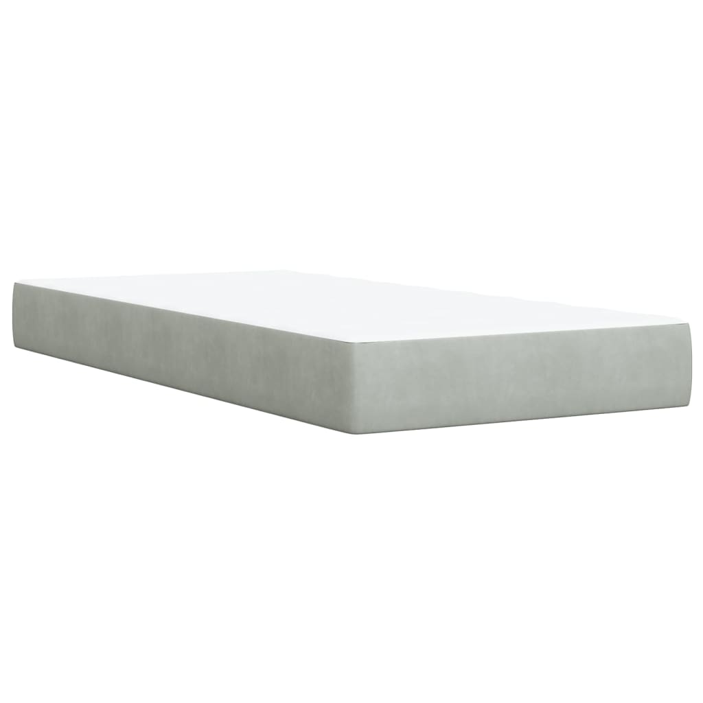 Box Spring Postel S Matrací Samet Světle Šedá