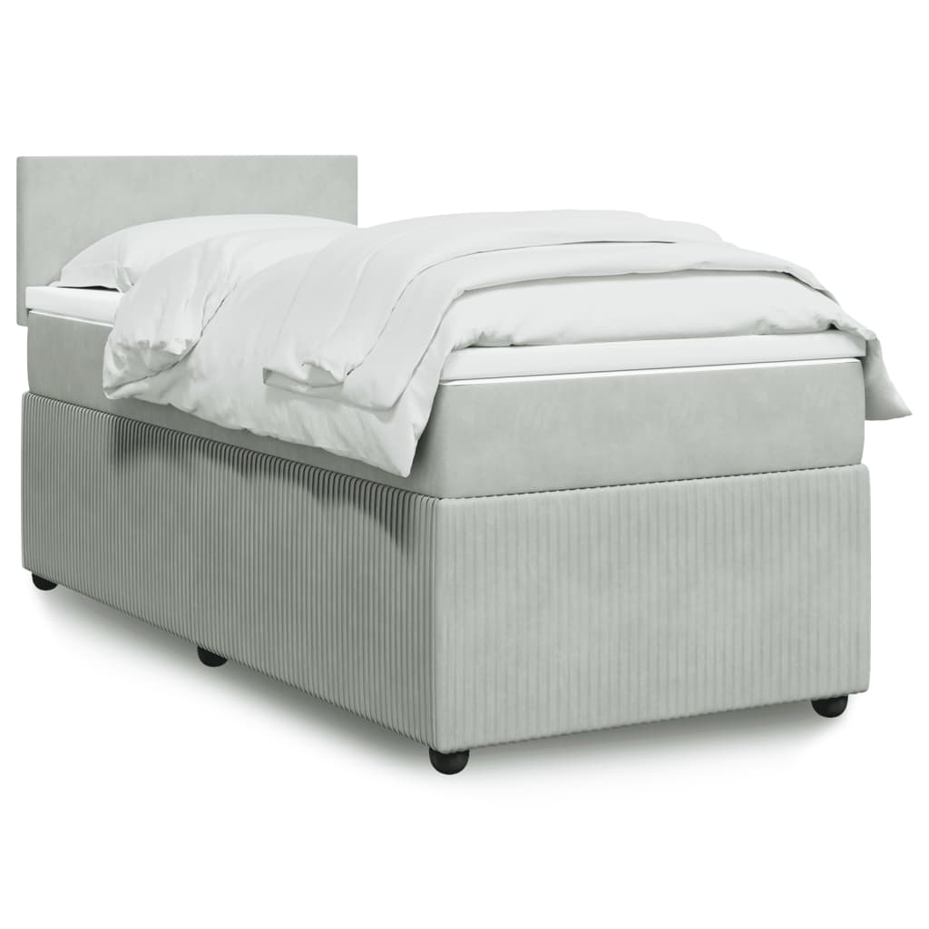 Box Spring Postel S Matrací Samet Světle Šedá