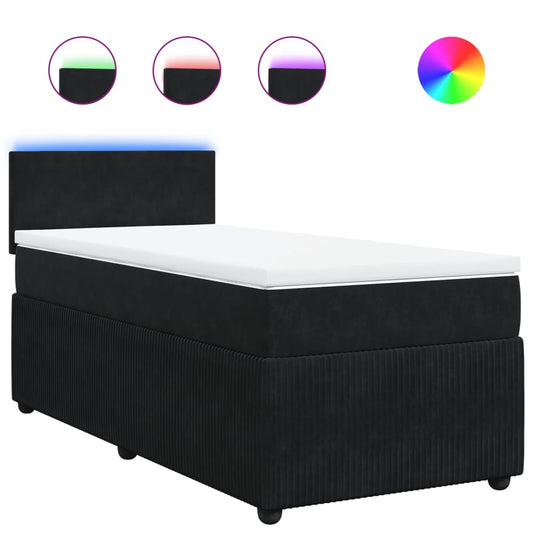 Box Spring Postel S Matrací Černá Samet Černá
