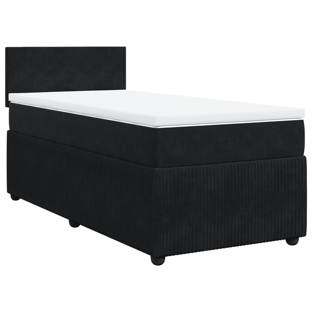 Box Spring Postel S Matrací Černá Samet Černá