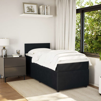 Box Spring Postel S Matrací Černá Samet Černá