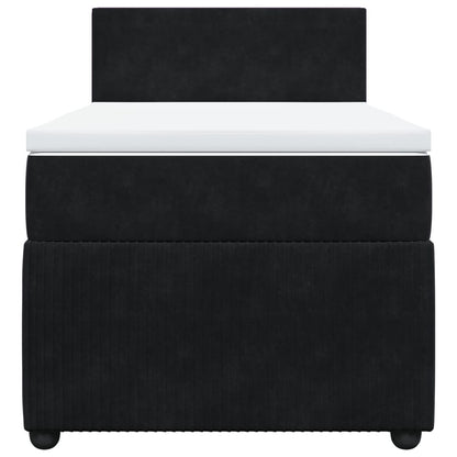 Box Spring Postel S Matrací Černá Samet Černá