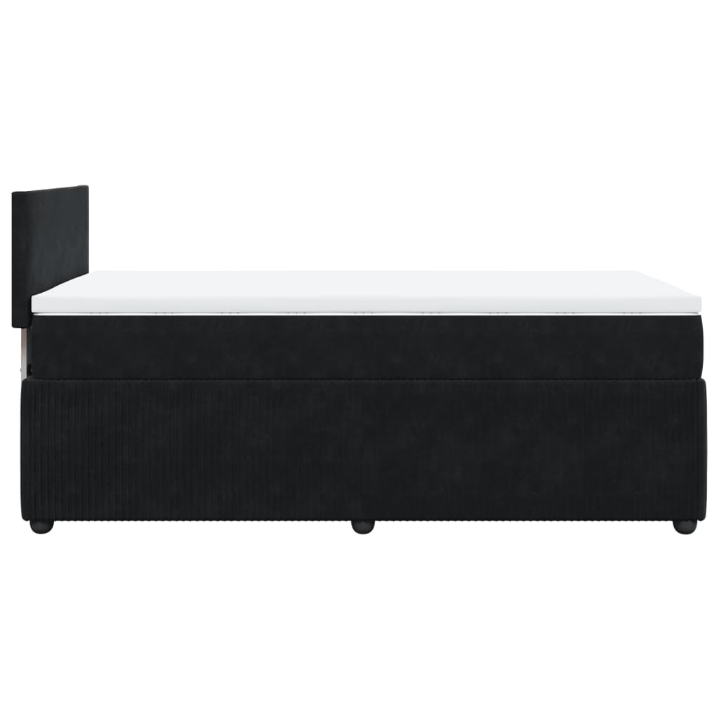 Box Spring Postel S Matrací Černá Samet Černá