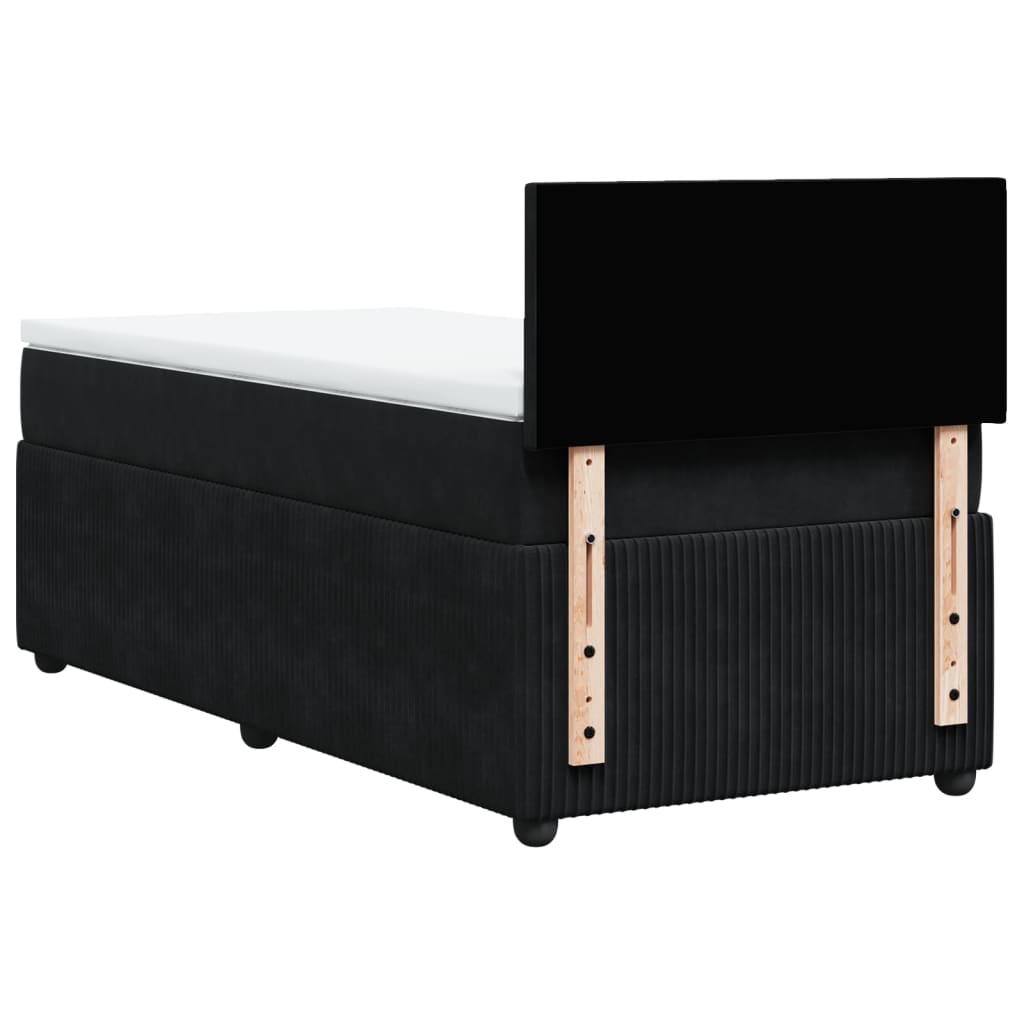 Box Spring Postel S Matrací Černá Samet Černá