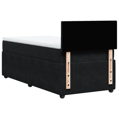 Box Spring Postel S Matrací Černá Samet Černá