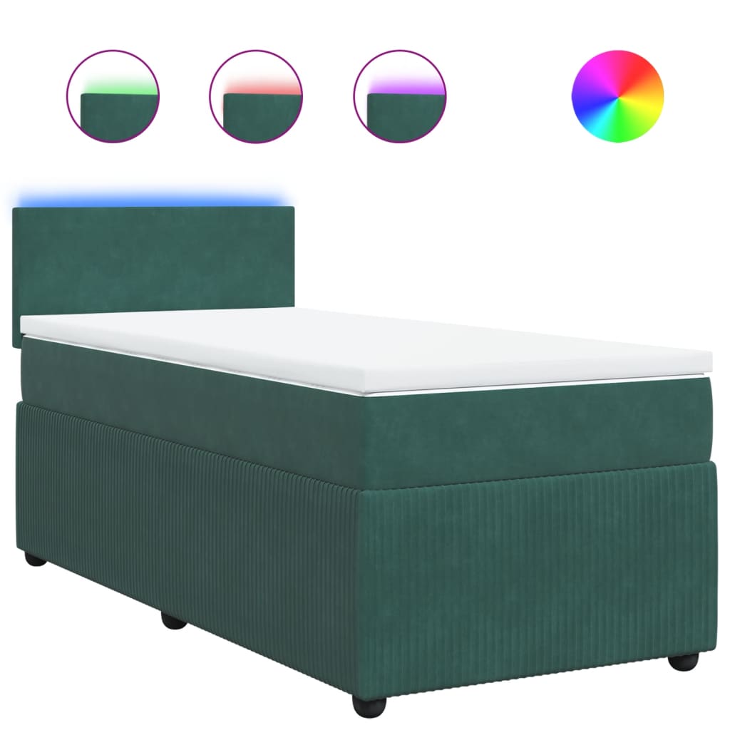 Box Spring Postel S Matrací Samet Tmavě Zelená
