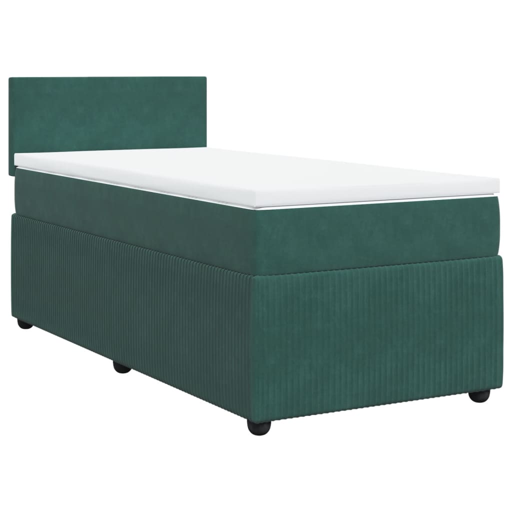Box Spring Postel S Matrací Samet Tmavě Zelená