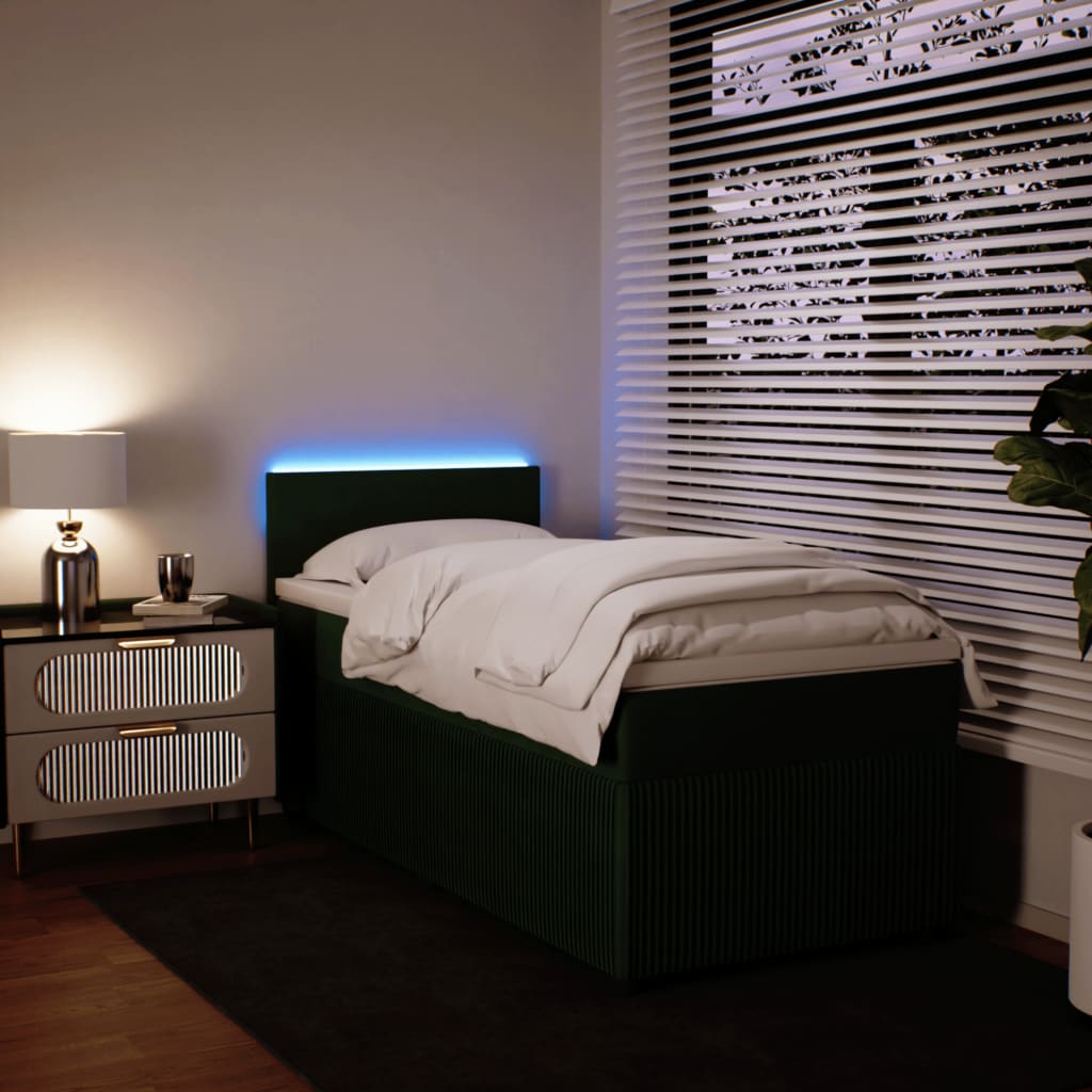 Box Spring Postel S Matrací Samet Tmavě Zelená