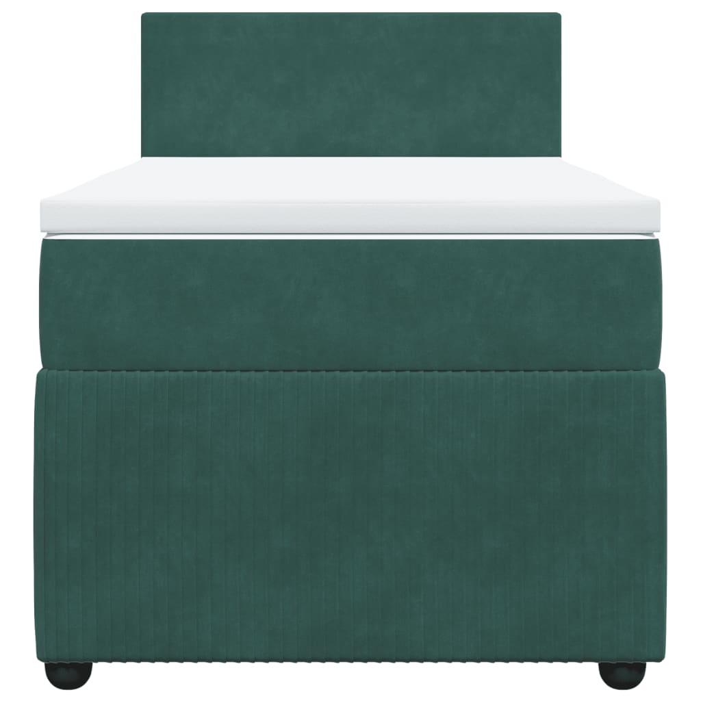 Box Spring Postel S Matrací Samet Tmavě Zelená