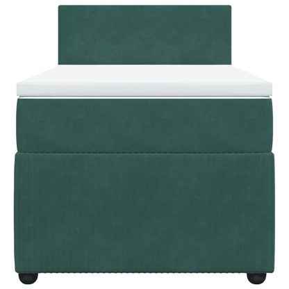 Box Spring Postel S Matrací Samet Tmavě Zelená