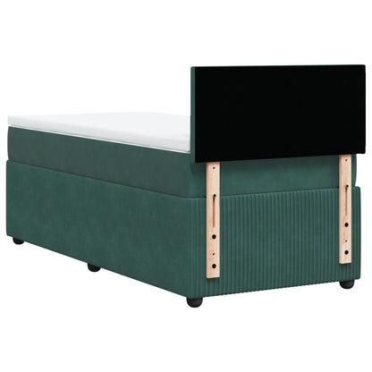 Box Spring Postel S Matrací Samet Tmavě Zelená