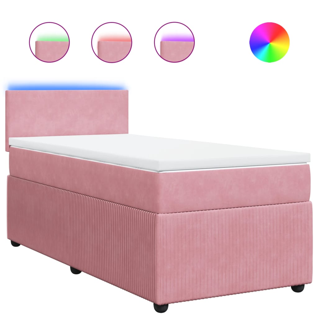 Box Spring Postel S Matrací Samet Růžová