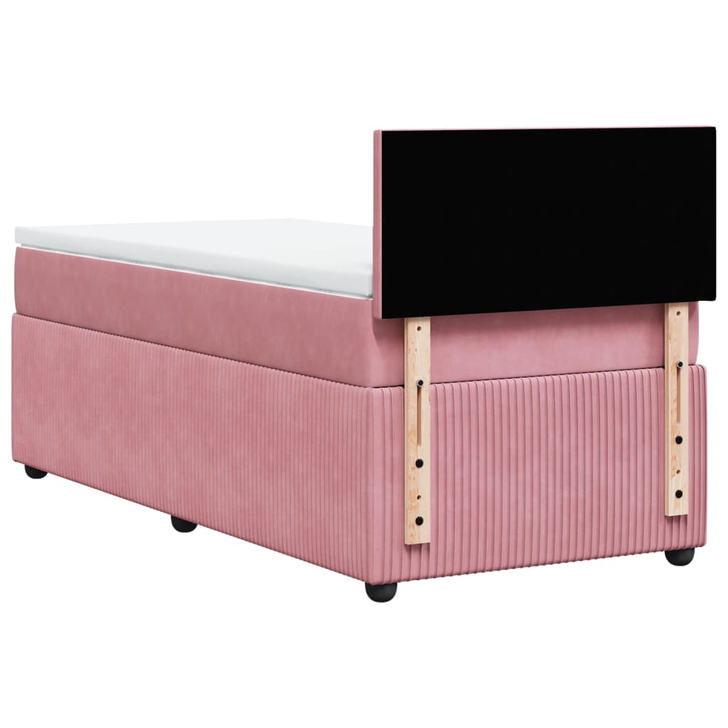Box Spring Postel S Matrací Samet Růžová