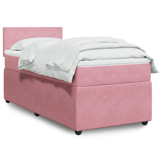 Box Spring Postel S Matrací Samet Růžová