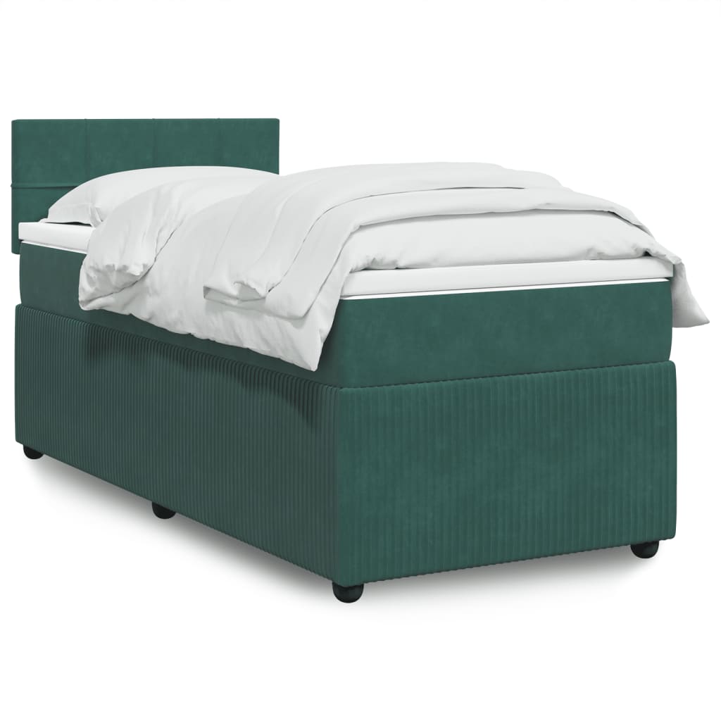 Box Spring Postel S Matrací Samet Tmavě Zelená