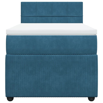 Box Spring Postel S Matrací Samet Modrá