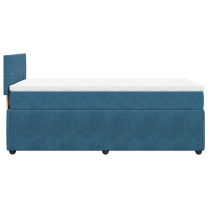 Box Spring Postel S Matrací Samet Modrá