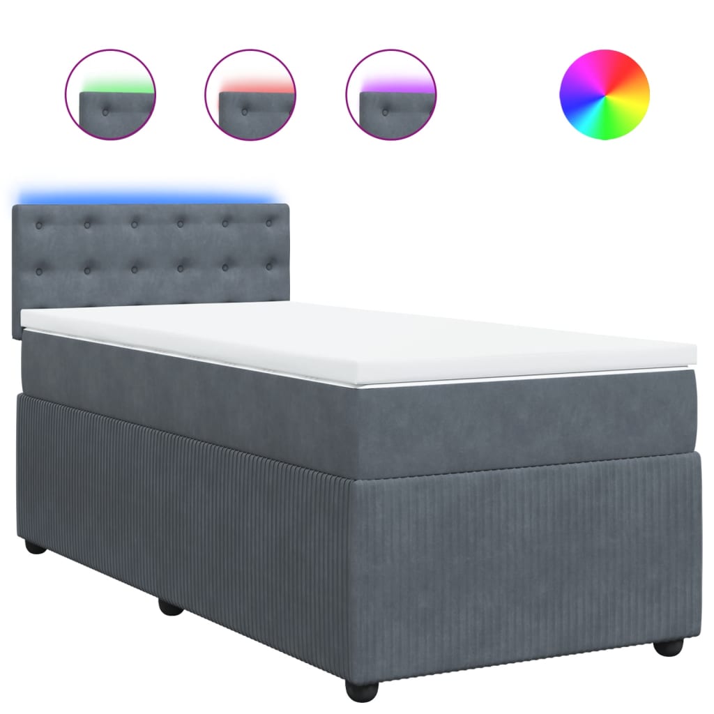 Box Spring Postel S Matrací Samet Tmavě Šedá
