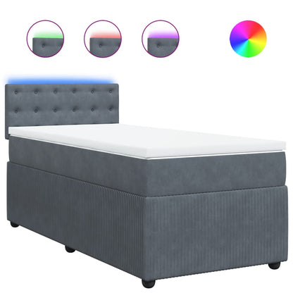 Box Spring Postel S Matrací Samet Tmavě Šedá