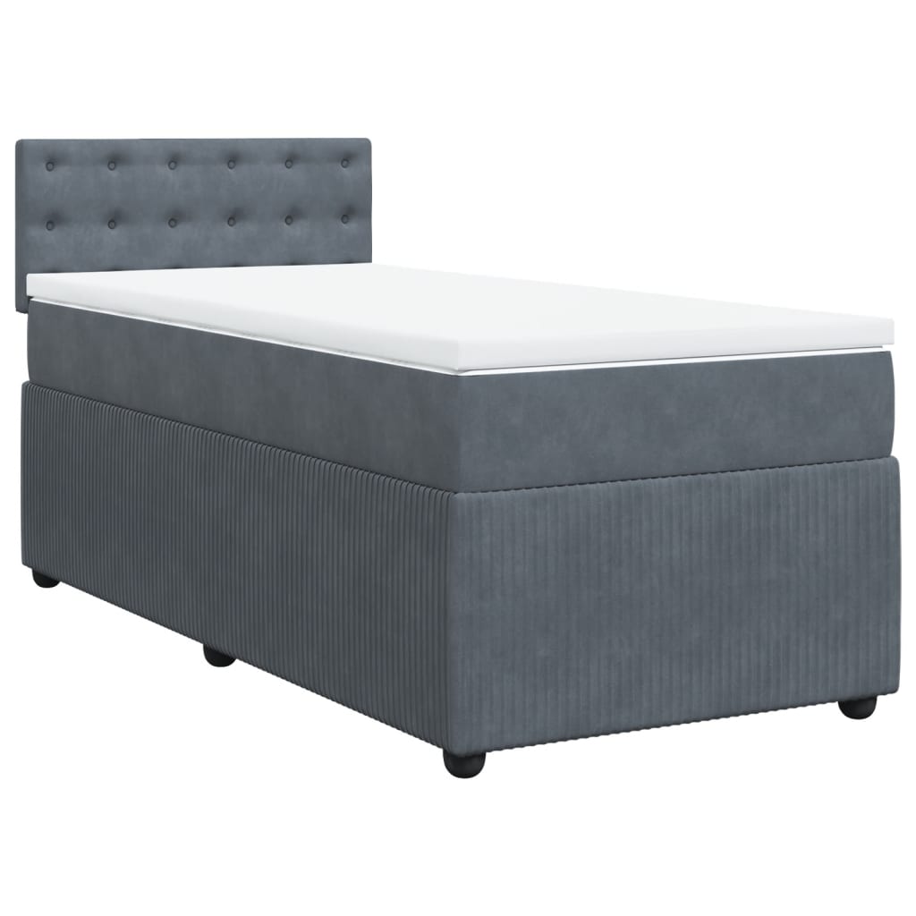 Box Spring Postel S Matrací Samet Tmavě Šedá