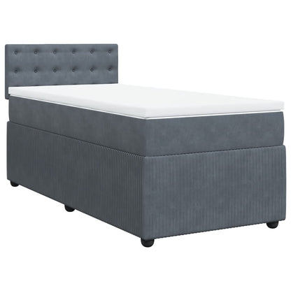 Box Spring Postel S Matrací Samet Tmavě Šedá