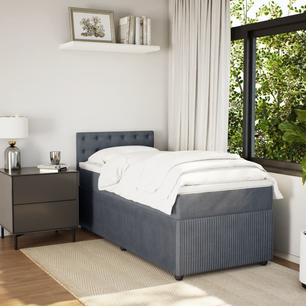 Box Spring Postel S Matrací Samet Tmavě Šedá