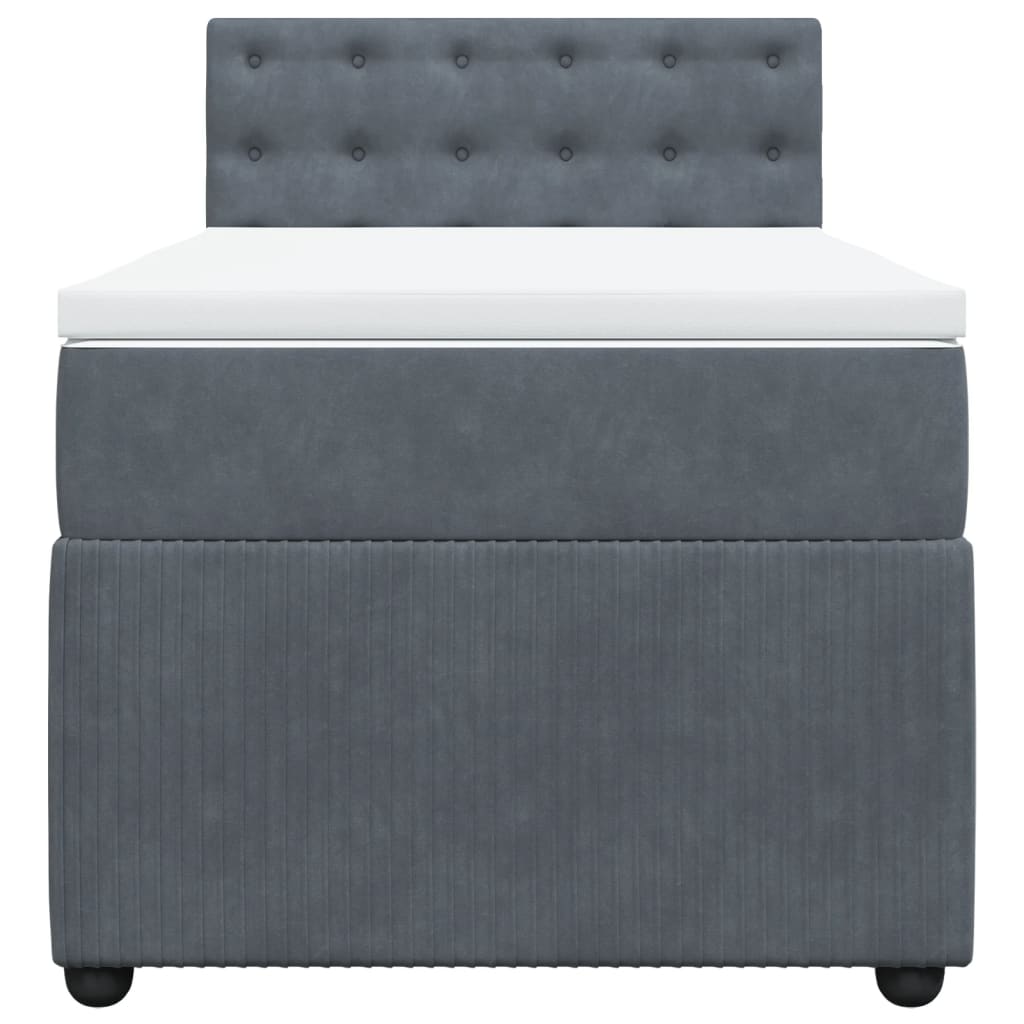 Box Spring Postel S Matrací Samet Tmavě Šedá