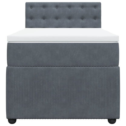 Box Spring Postel S Matrací Samet Tmavě Šedá