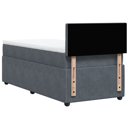 Box Spring Postel S Matrací Samet Tmavě Šedá