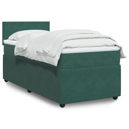 Box Spring Postel S Matrací Samet Tmavě Zelená