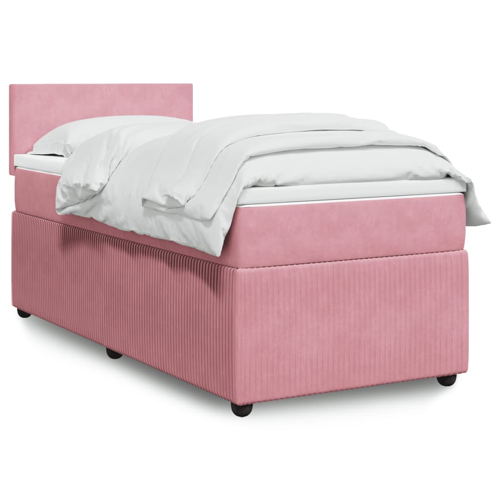 Box Spring Postel S Matrací Samet Růžová