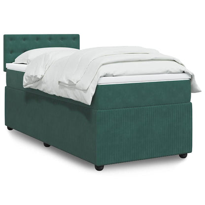 Box Spring Postel S Matrací Samet Tmavě Zelená