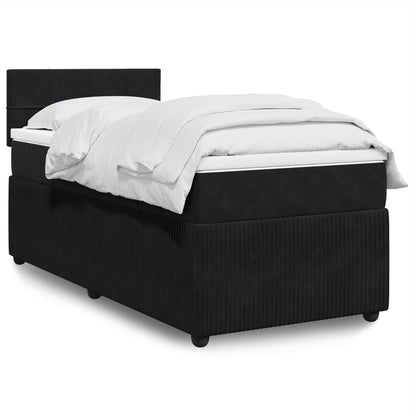 Box Spring Postel S Matrací Černá Samet Černá