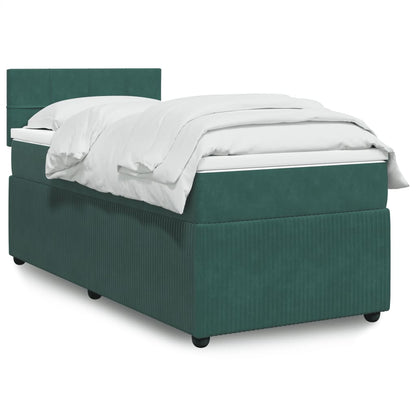 Box Spring Postel S Matrací Samet Tmavě Zelená