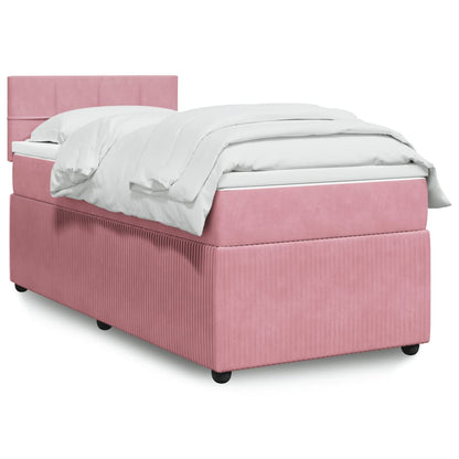 Box Spring Postel S Matrací Samet Růžová