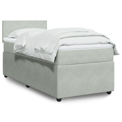 Box Spring Postel S Matrací Samet Světle Šedá