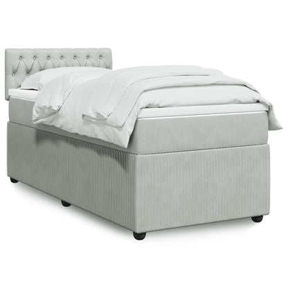 Box Spring Postel S Matrací Samet Světle Šedá