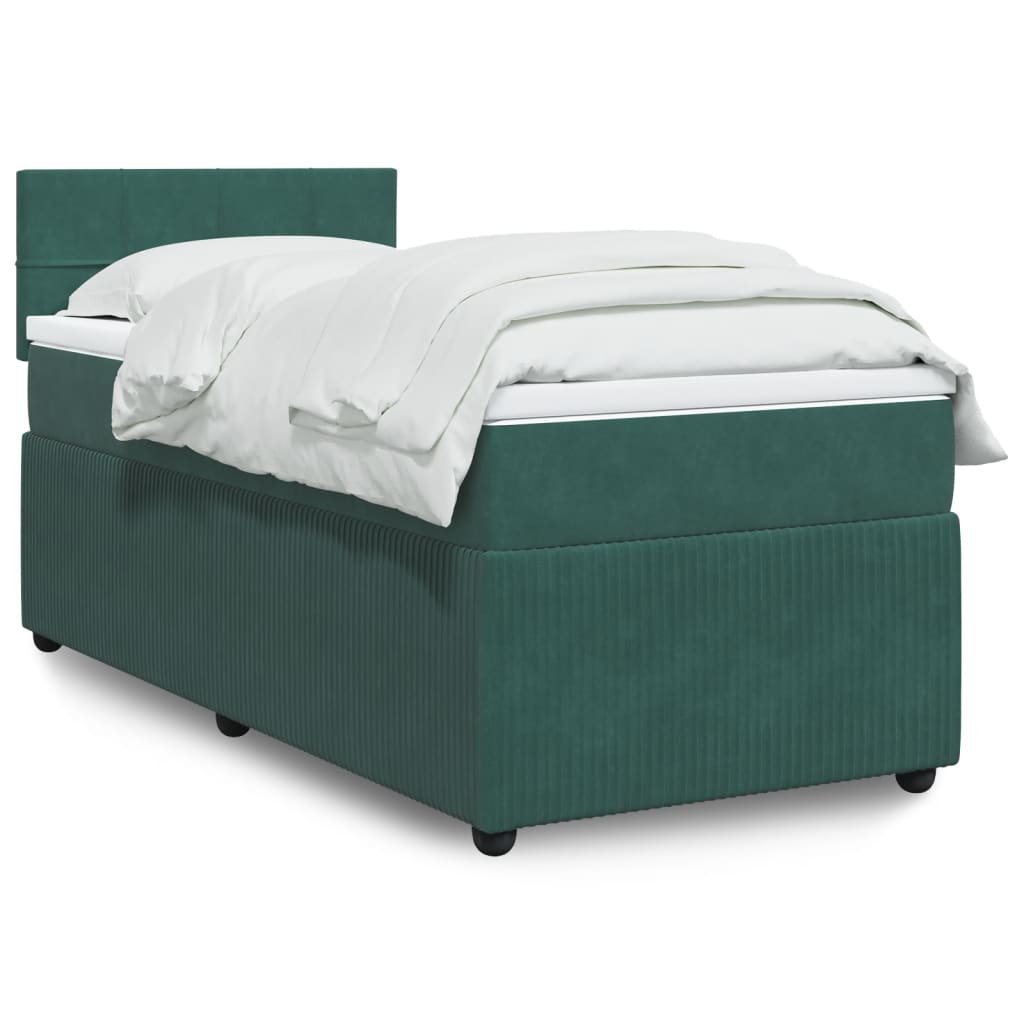 Box Spring Postel S Matrací Samet Tmavě Zelená