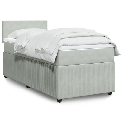 Box Spring Postel S Matrací Samet Světle Šedá